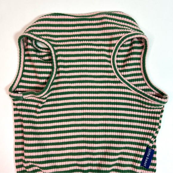 LITTLE BEAST 'Two Peas’ Sleeveless Dog Shirt Pink Green Ribbed Size XL - Picture 7 of 12